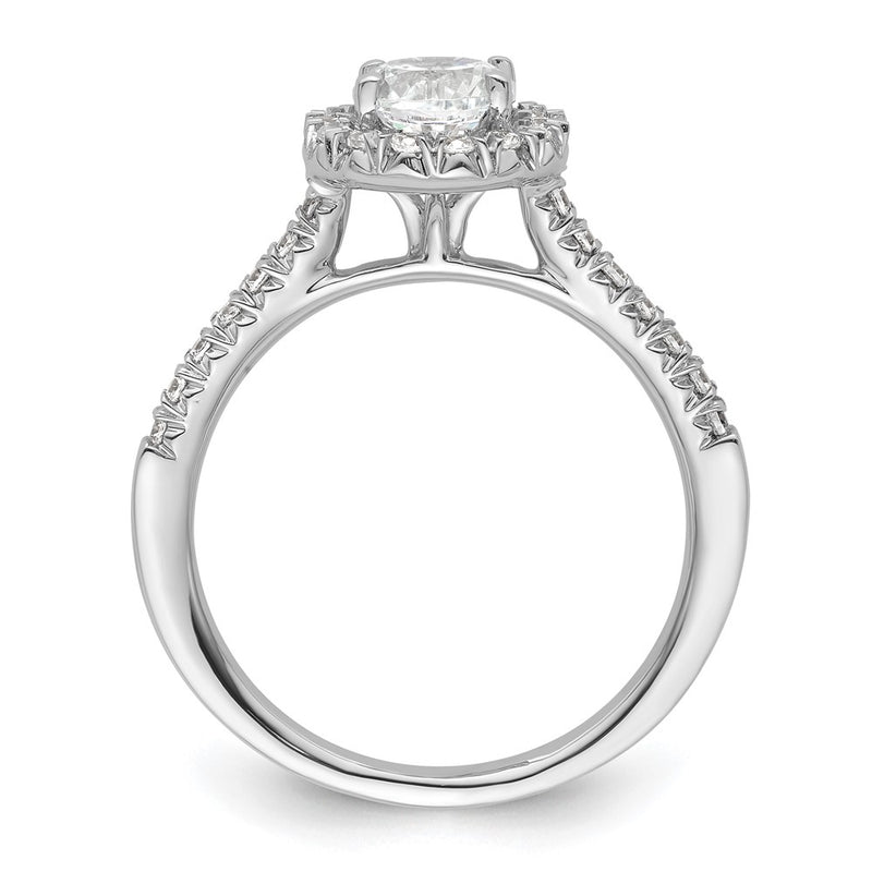 14kw Round Halo Simulated Diamond Engagement Ring