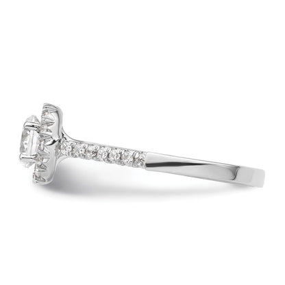 14kw Round Halo Simulated Diamond Engagement Ring
