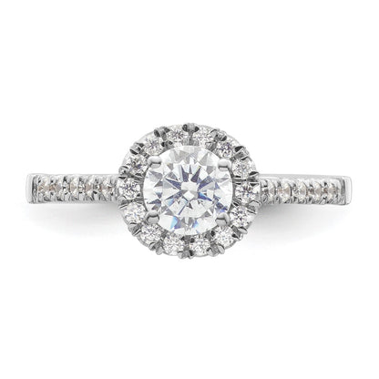 14kw Round Halo Simulated Diamond Engagement Ring