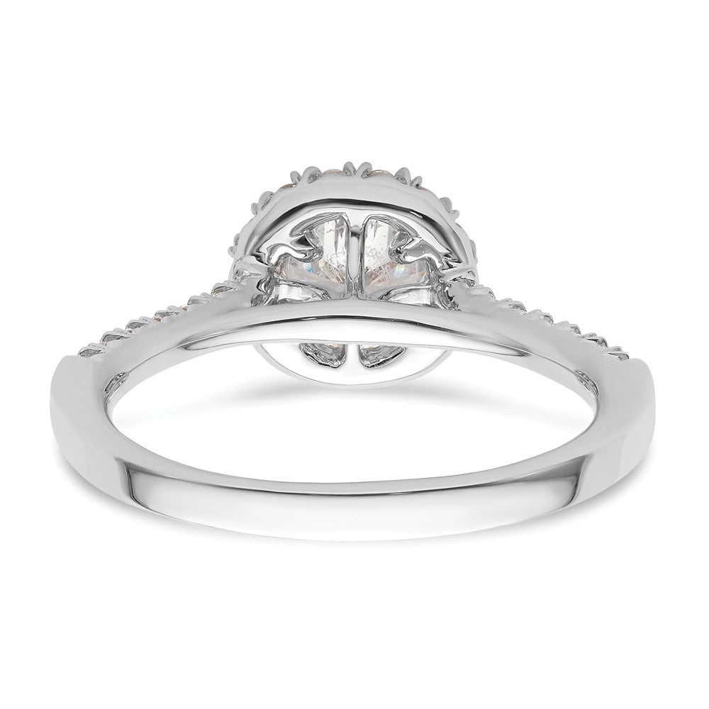 14kw Round Halo Simulated Diamond Engagement Ring