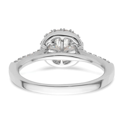 14kw Round Halo Simulated Diamond Engagement Ring