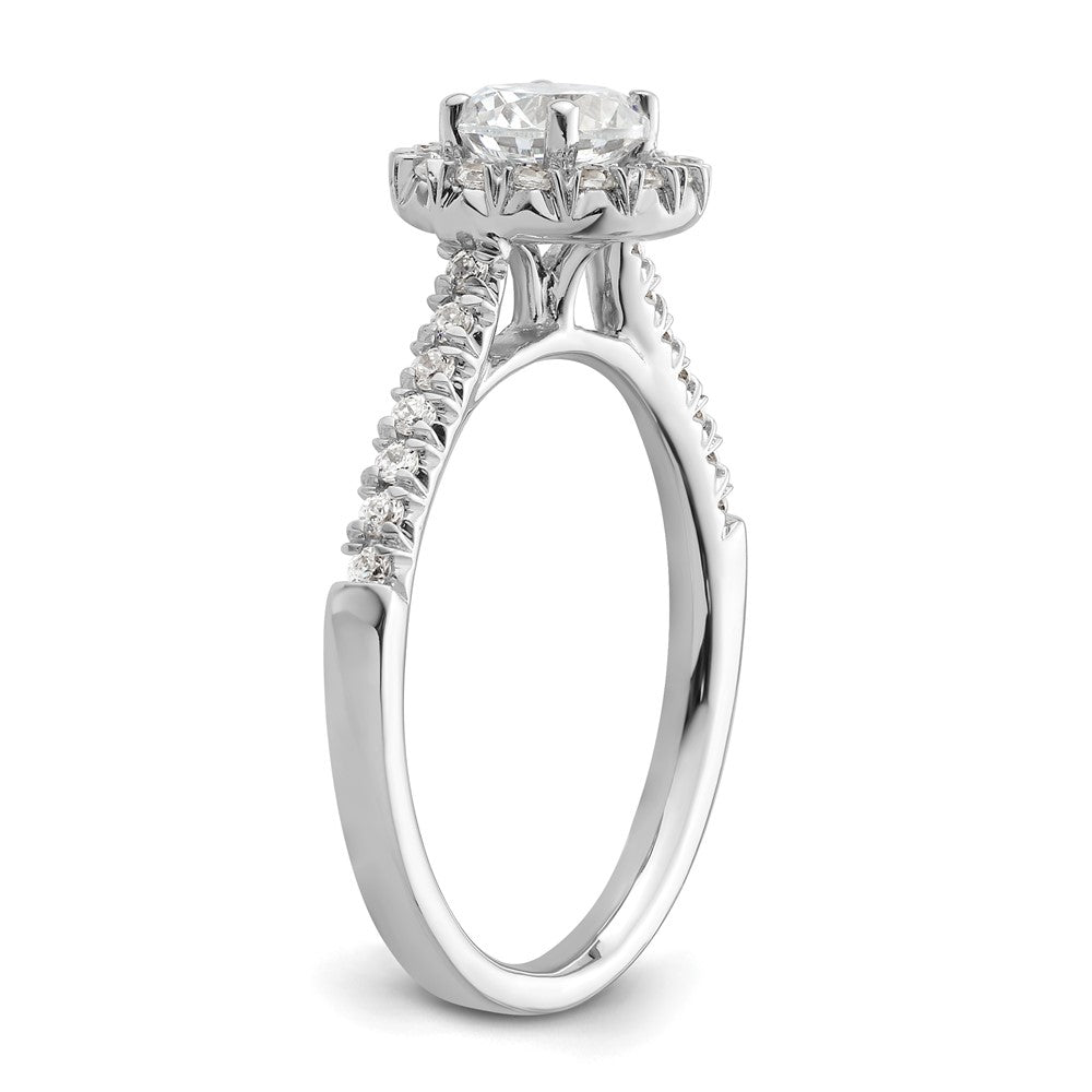 14kw Round Halo Simulated Diamond Engagement Ring