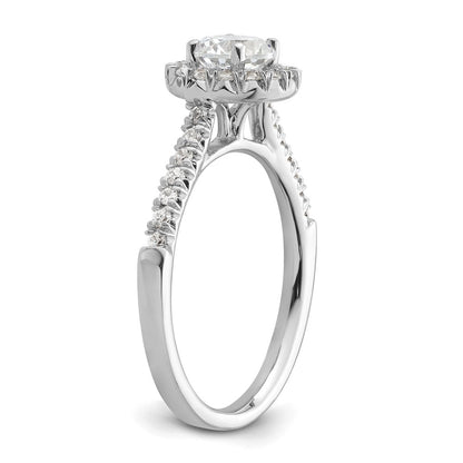 14kw Round Halo Simulated Diamond Engagement Ring