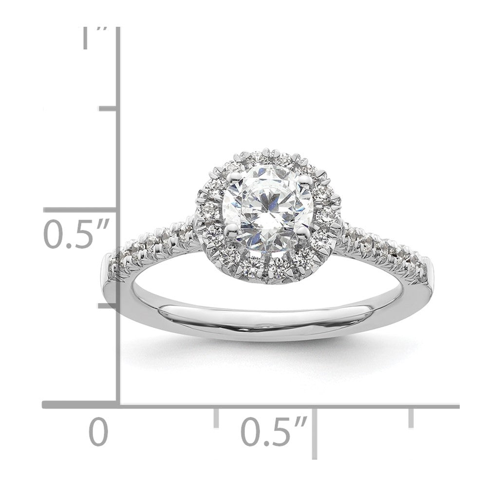 14kw Round Halo Simulated Diamond Engagement Ring