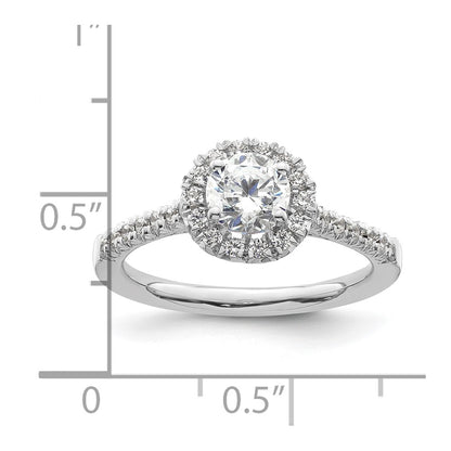14kw Round Halo Simulated Diamond Engagement Ring