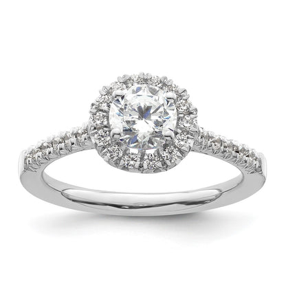 14kw Round Halo Simulated Diamond Engagement Ring