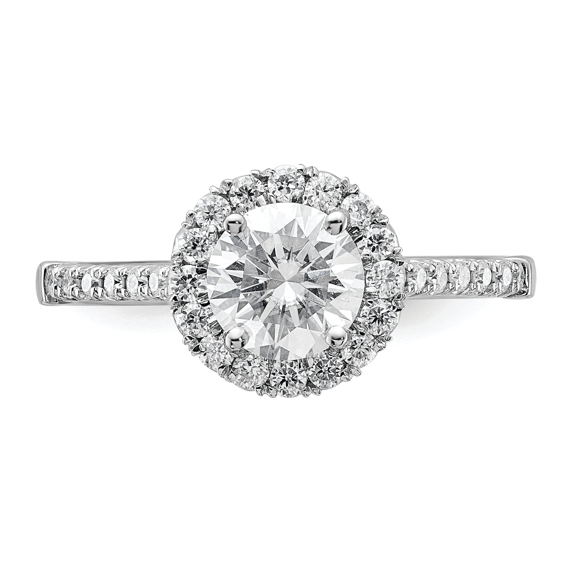 14kw Round Halo Engagement Simulated Diamond Ring