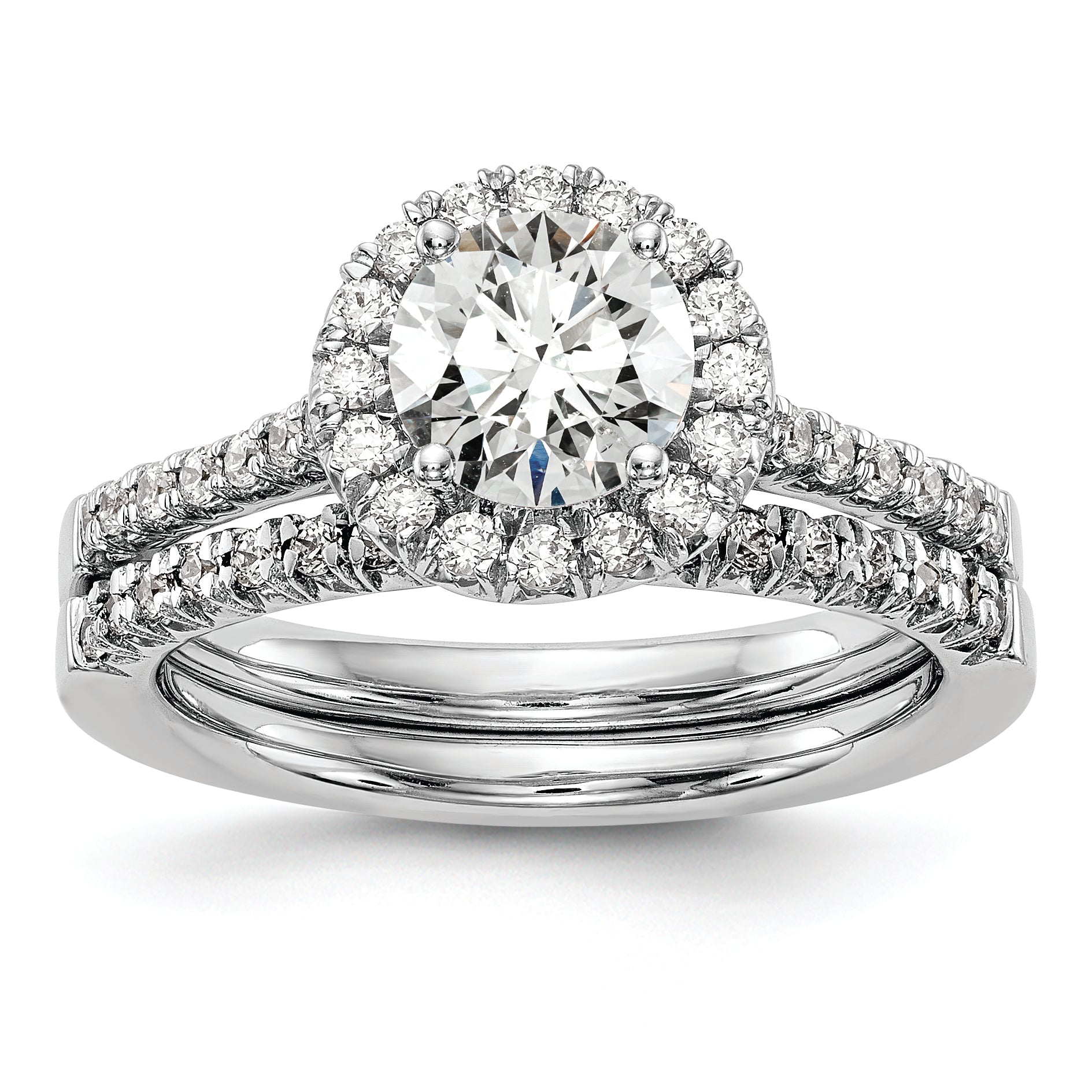 14kw Round Halo Engagement Simulated Diamond Ring