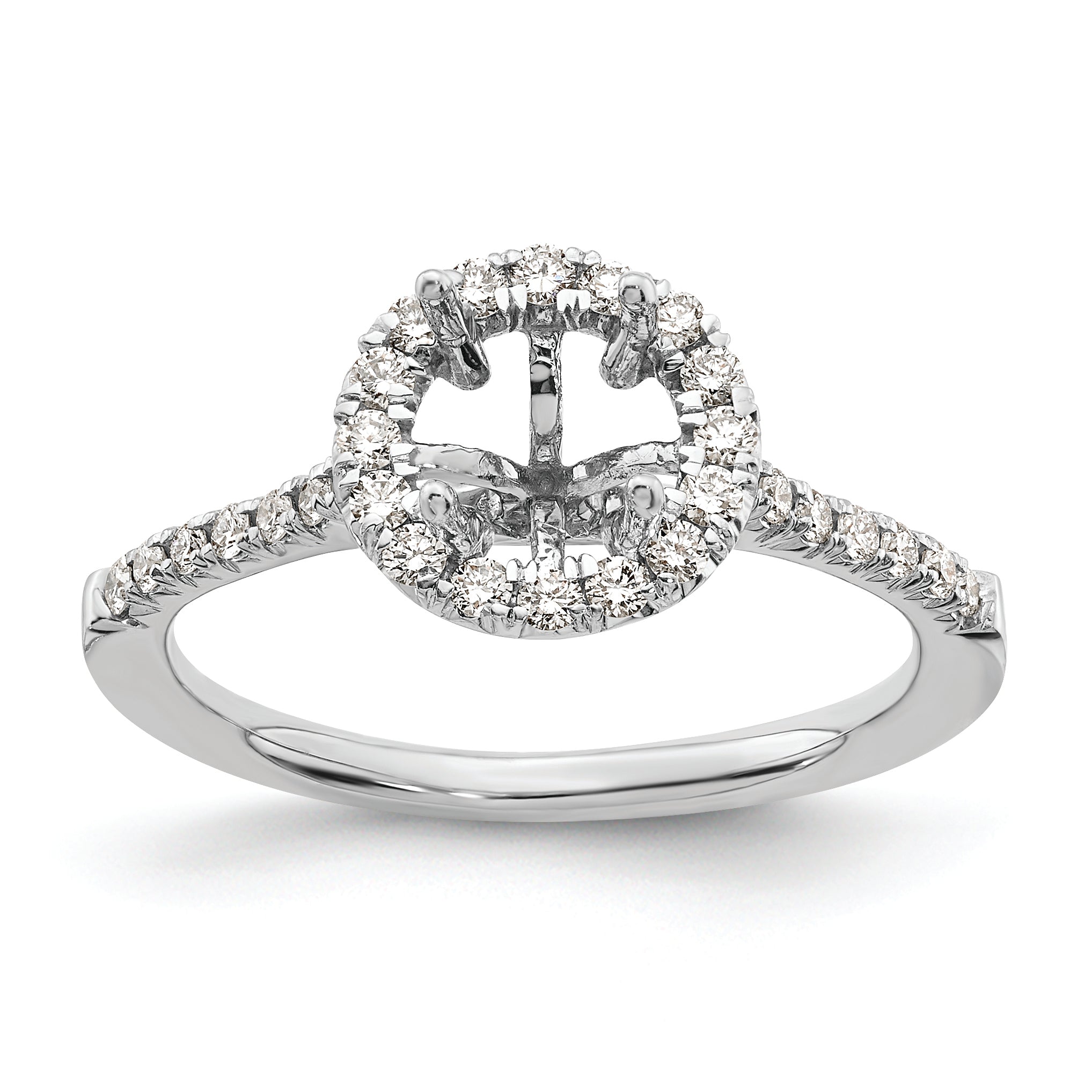 14kw Round Halo Engagement Simulated Diamond Ring