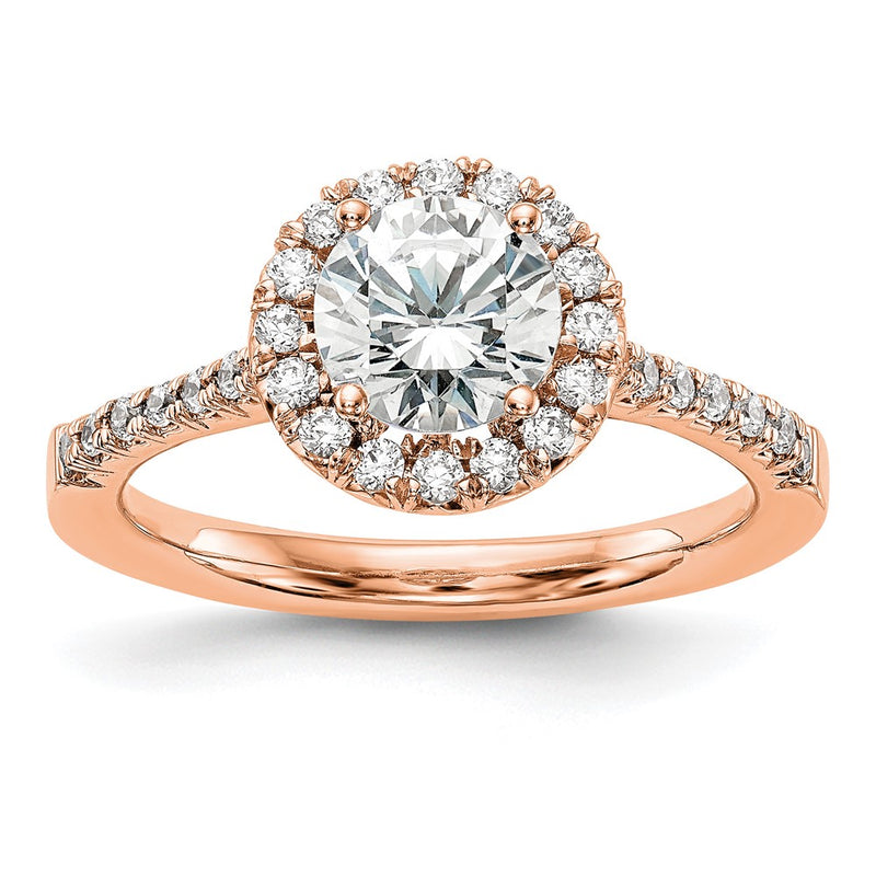 14k Rose Gold 1/3 Ct. Lab Grown Diamond VS/SI+ G+ 1 Ct. Center Round Engagement Ring