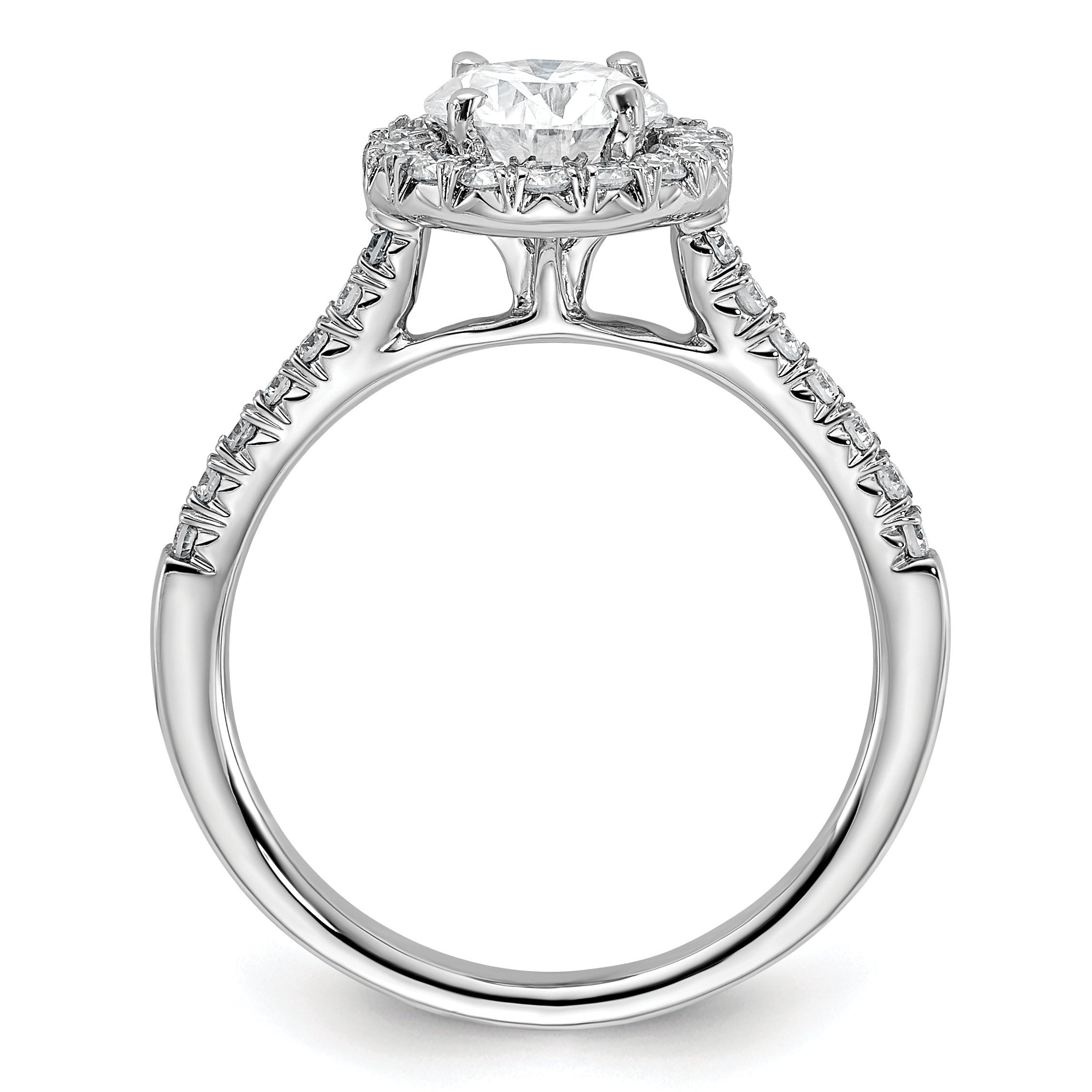 14kw Round Halo Simulated Diamond Engagement Ring