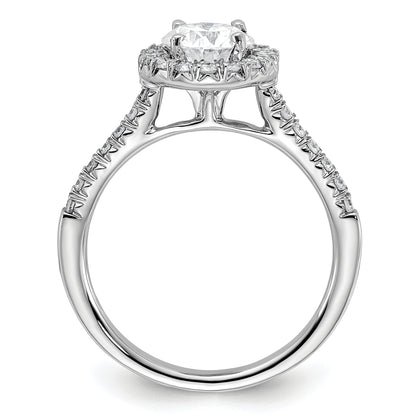 14kw Round Halo Simulated Diamond Engagement Ring