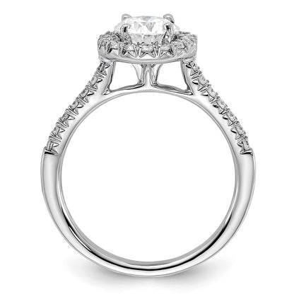 14kw Round Halo Simulated Diamond Engagement Ring
