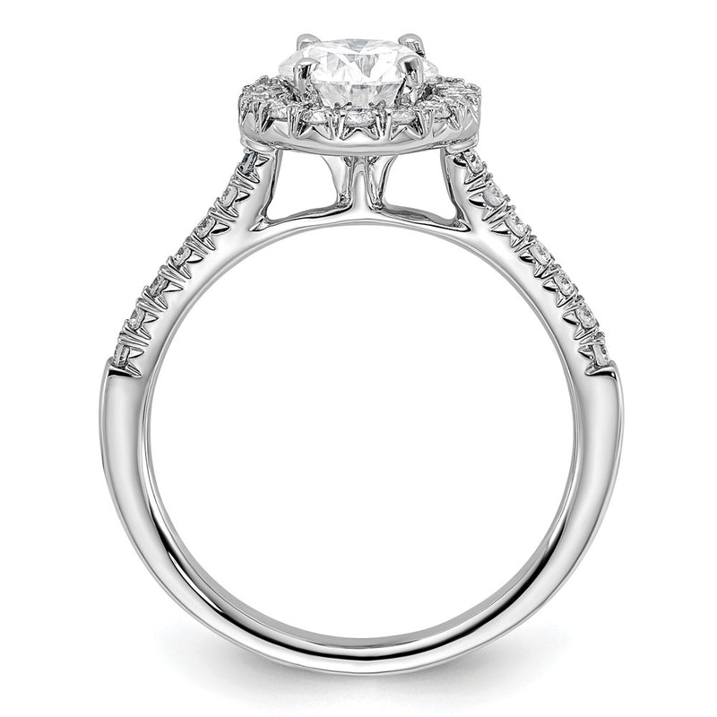 14kw Round Halo Simulated Diamond Engagement Ring