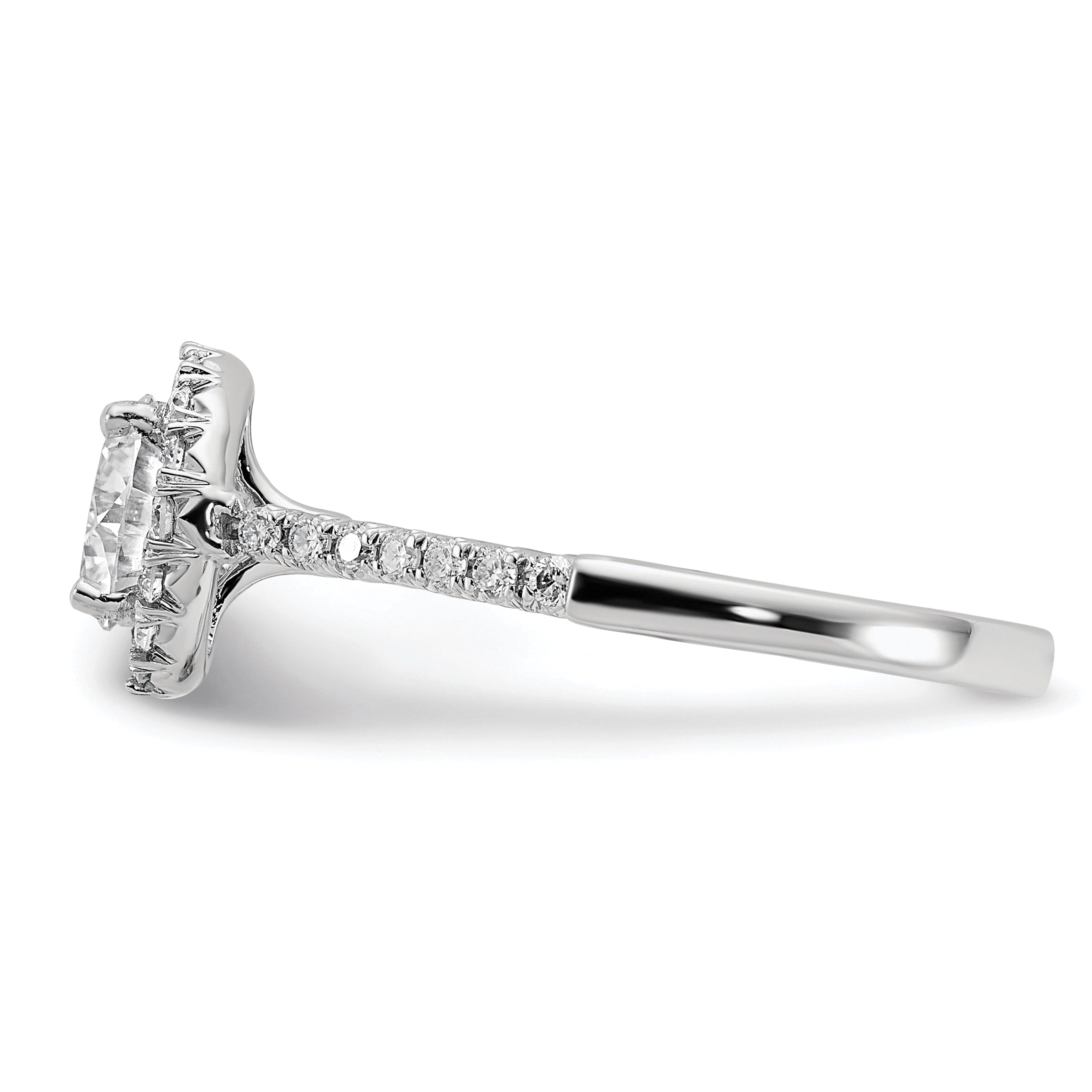 14kw Round Halo Simulated Diamond Engagement Ring