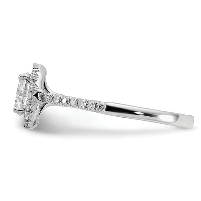 14kw Round Halo Simulated Diamond Engagement Ring