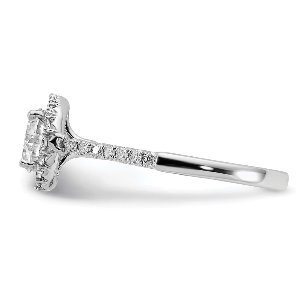14kw Round Halo Simulated Diamond Engagement Ring