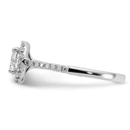 14kw Round Halo Simulated Diamond Engagement Ring