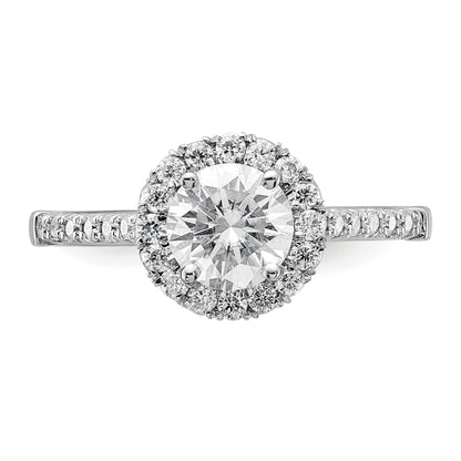 14kw Round Halo Simulated Diamond Engagement Ring