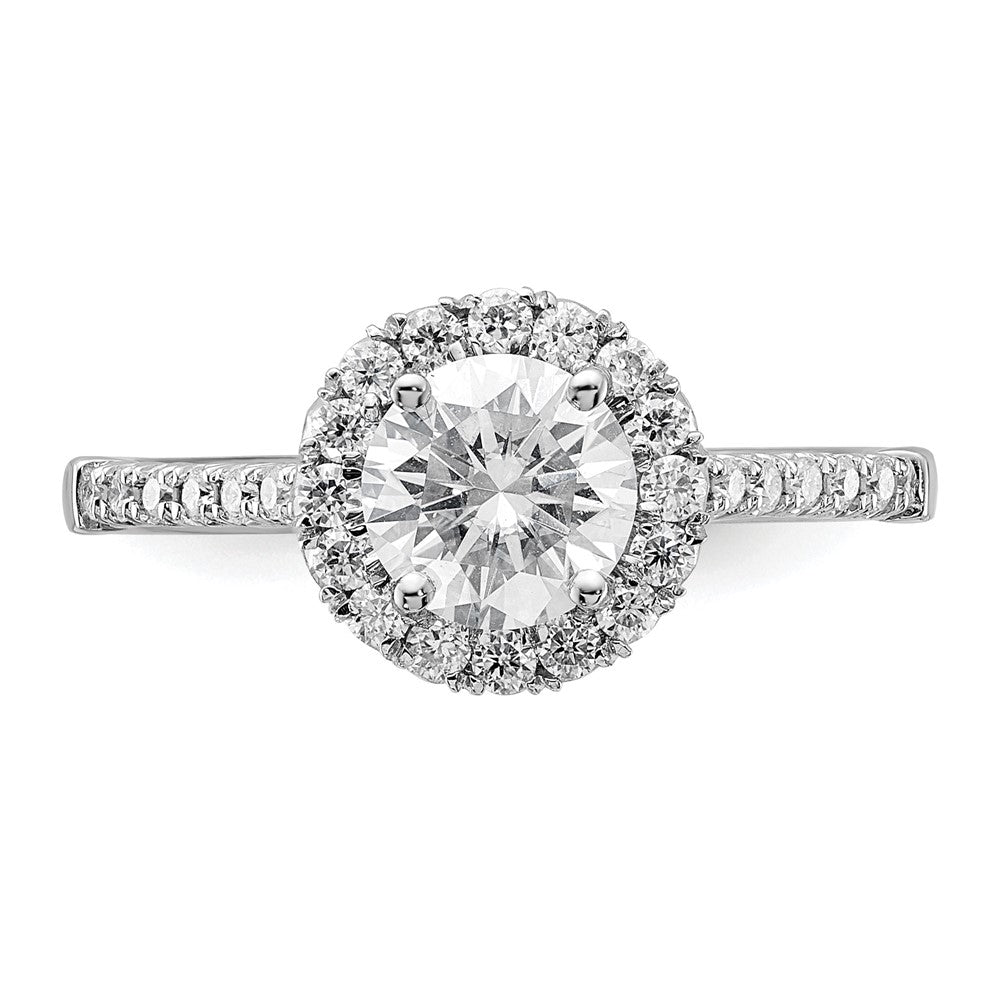 14kw Round Halo Simulated Diamond Engagement Ring