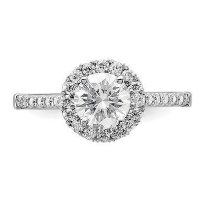 14kw Round Halo Simulated Diamond Engagement Ring