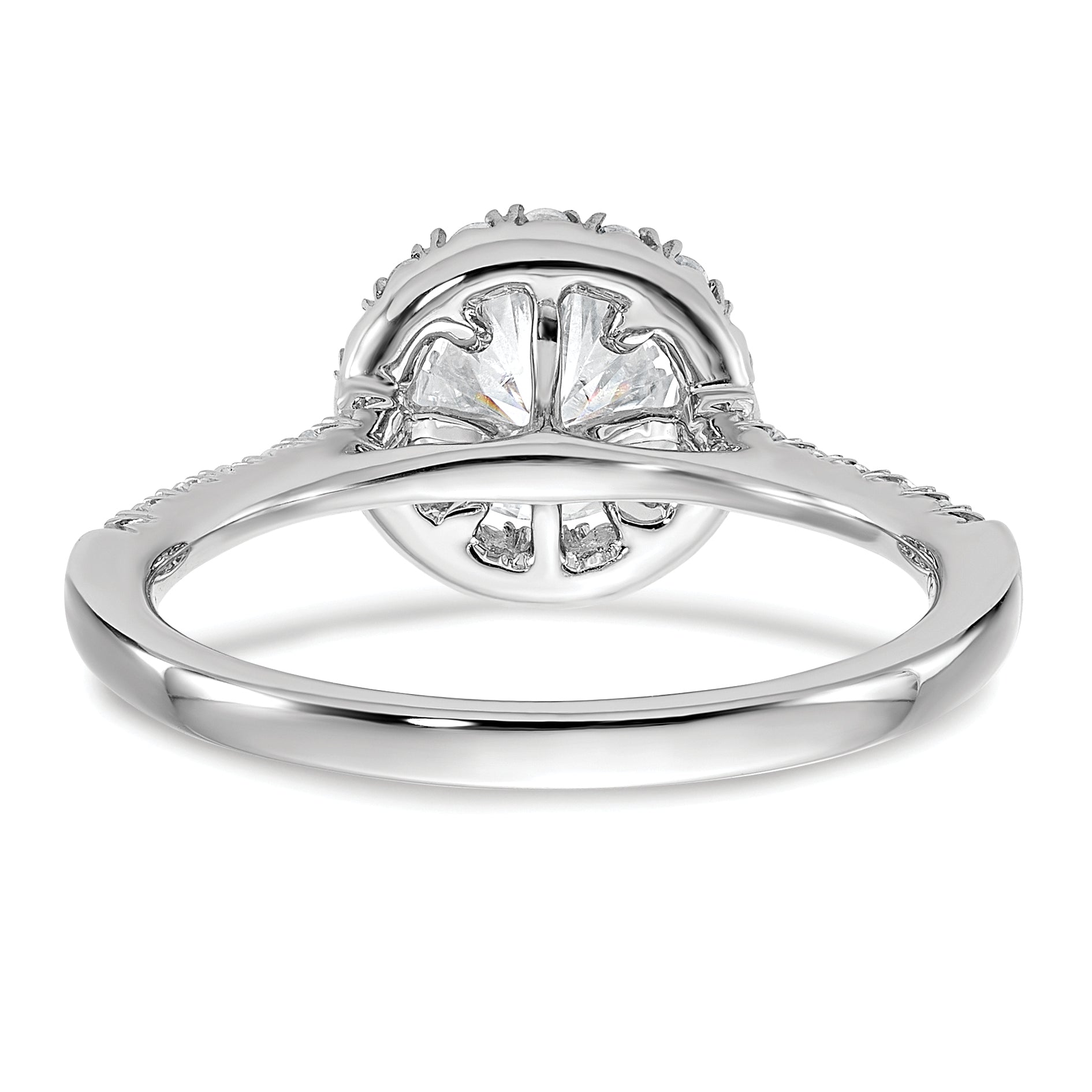 14kw Round Halo Simulated Diamond Engagement Ring