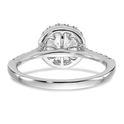 14kw Round Halo Simulated Diamond Engagement Ring