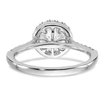 14kw Round Halo Simulated Diamond Engagement Ring