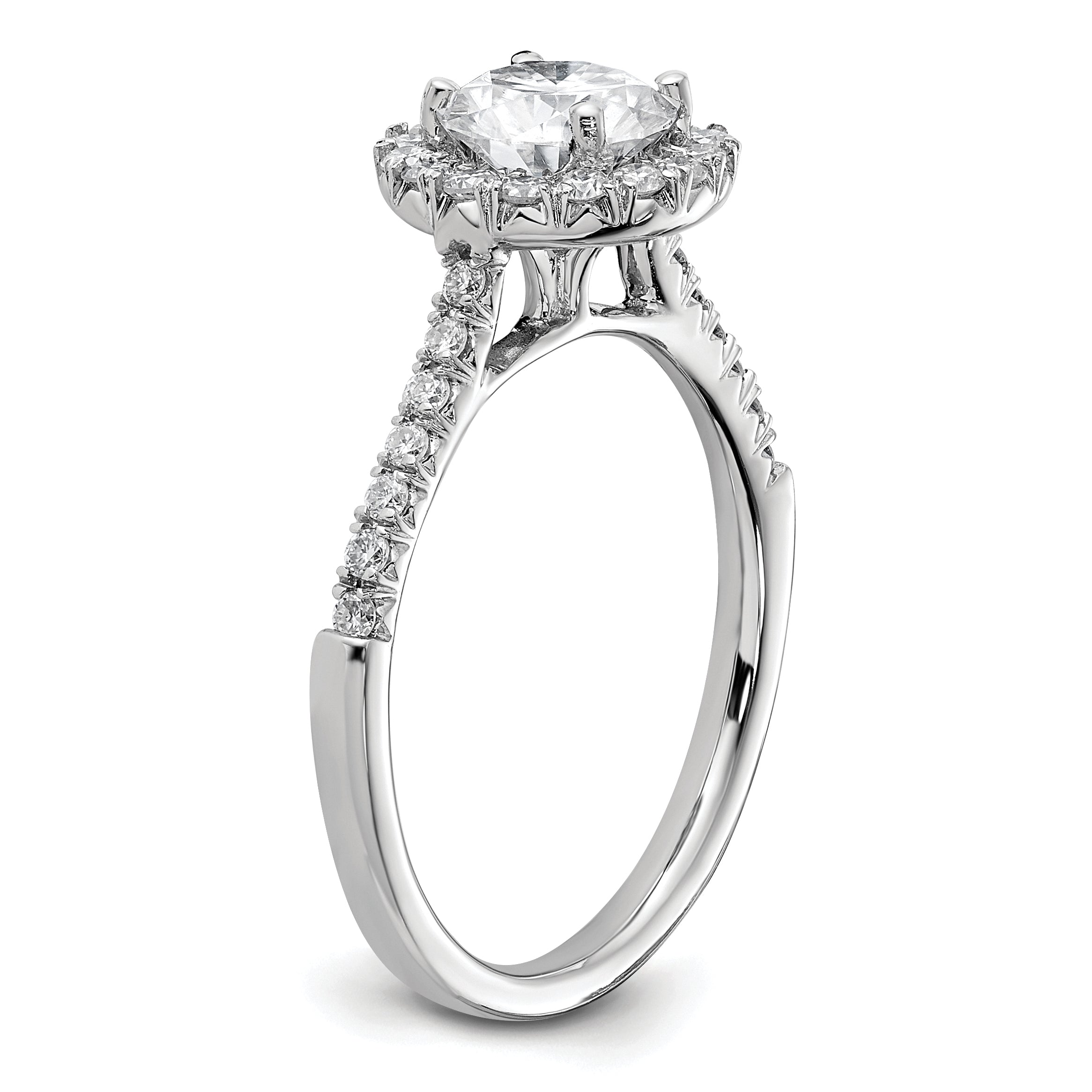 14kw Round Halo Simulated Diamond Engagement Ring