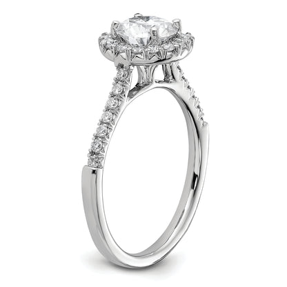 14kw Round Halo Simulated Diamond Engagement Ring