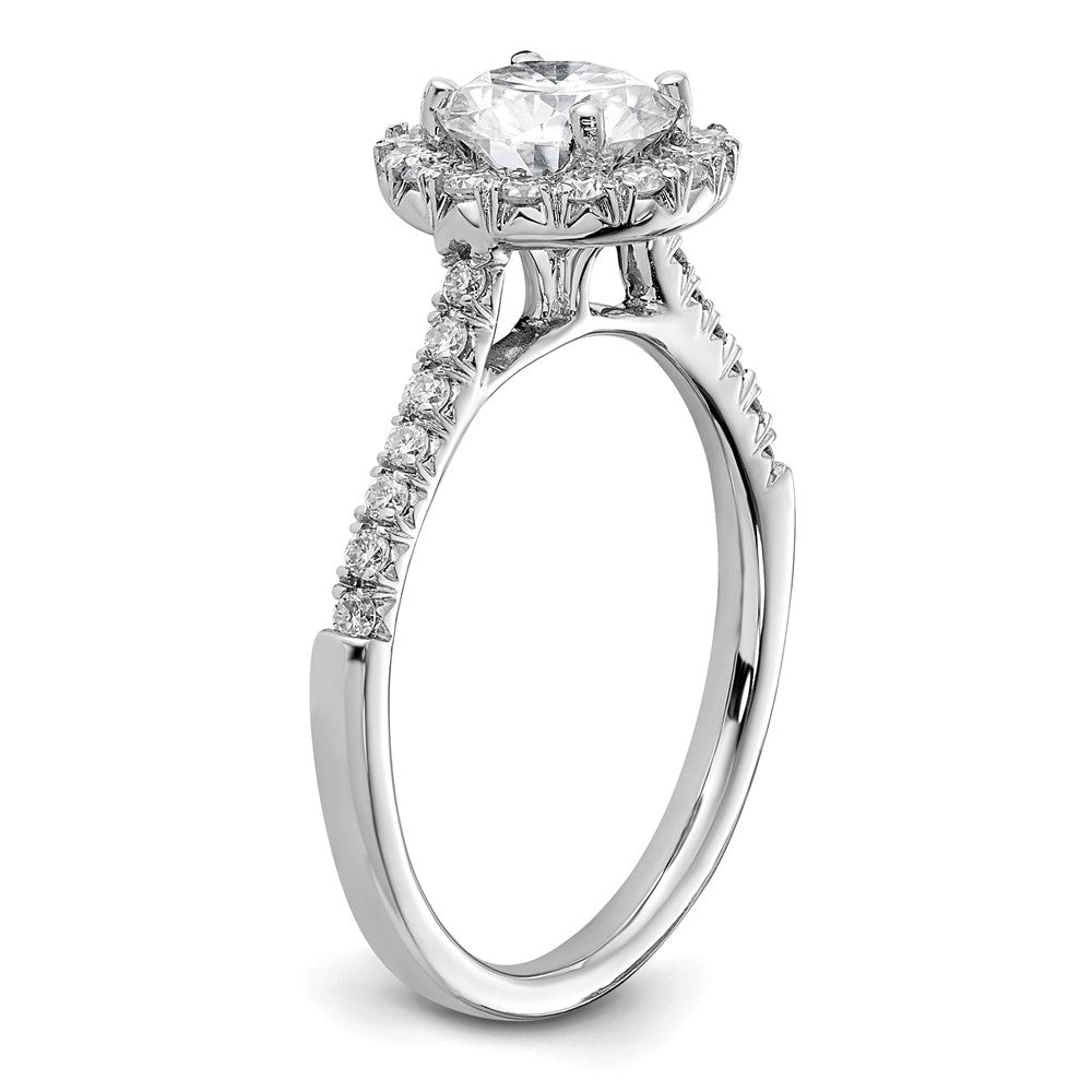 14kw Round Halo Simulated Diamond Engagement Ring