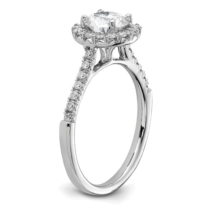 14kw Round Halo Simulated Diamond Engagement Ring