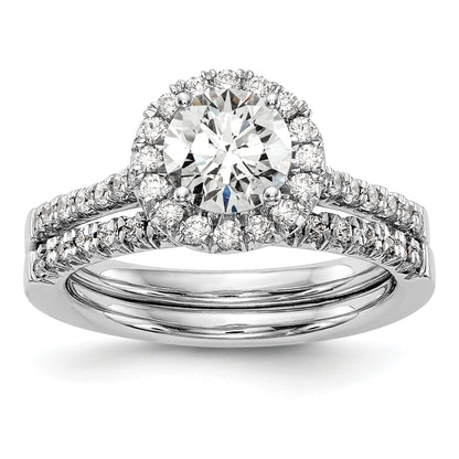14kw Round Halo Simulated Diamond Engagement Ring