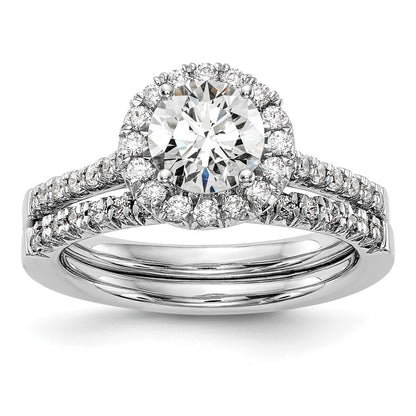 14kw Round Halo Simulated Diamond Engagement Ring