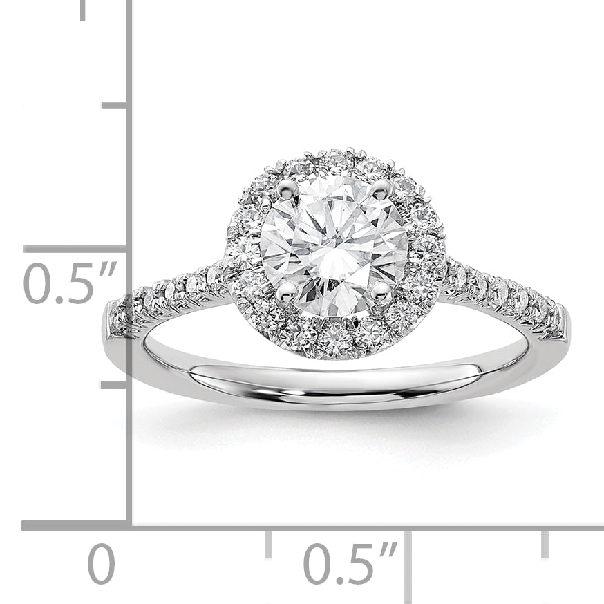 14kw Round Halo Simulated Diamond Engagement Ring