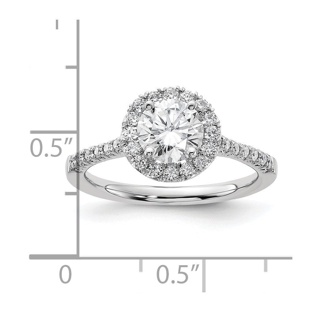 14kw Round Halo Simulated Diamond Engagement Ring