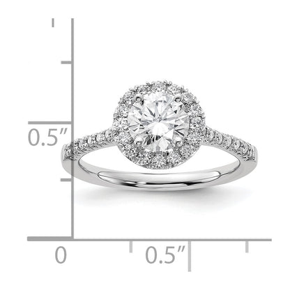 14kw Round Halo Simulated Diamond Engagement Ring