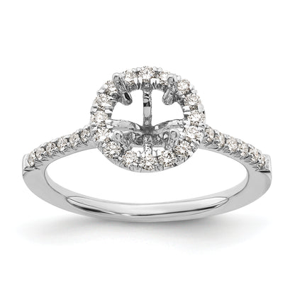 14kw Round Halo Simulated Diamond Engagement Ring