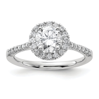 14kw Round Halo Simulated Diamond Engagement Ring