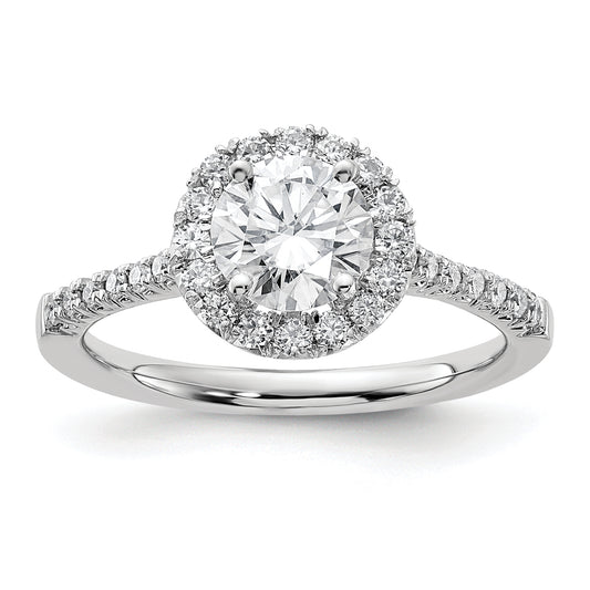 14kw Round Halo Simulated Diamond Engagement Ring