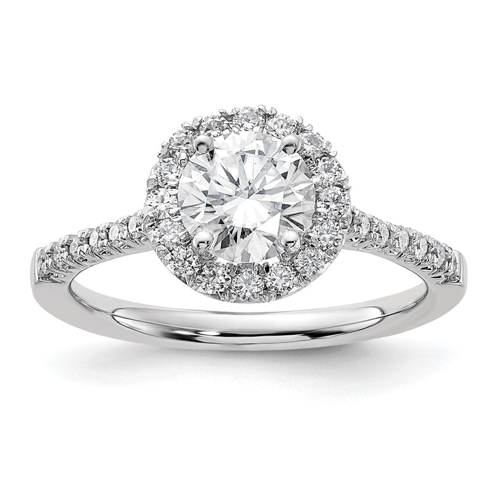 14kw Round Halo Simulated Diamond Engagement Ring