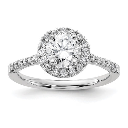 14kw Round Halo Simulated Diamond Engagement Ring