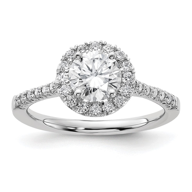14kw Round Halo Simulated Diamond Engagement Ring