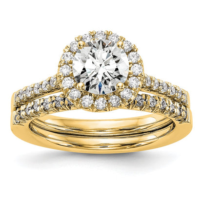 14k Yellow Gold 1/3 Ct. Lab Grown Diamond VS/SI+ G+ 1 Ct. Center Round Semi Mount Engagement Ring