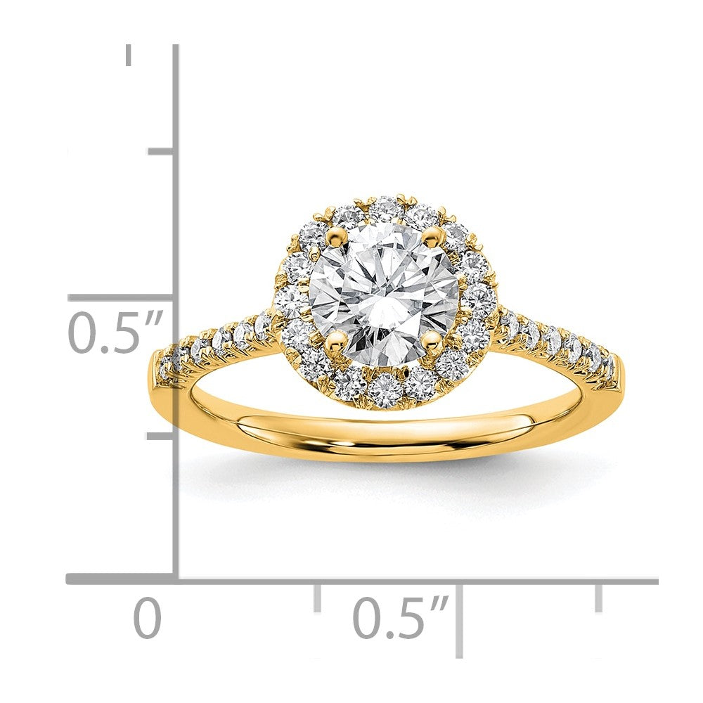 14k Yellow Gold 1/3 Ct. Lab Grown Diamond VS/SI+ G+ 1 Ct. Center Round Semi Mount Engagement Ring