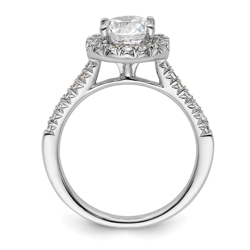 14kw Round Halo Simulated Diamond Engagement Ring