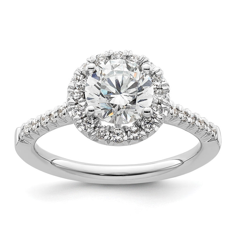 14kw Round Halo Simulated Diamond Engagement Ring