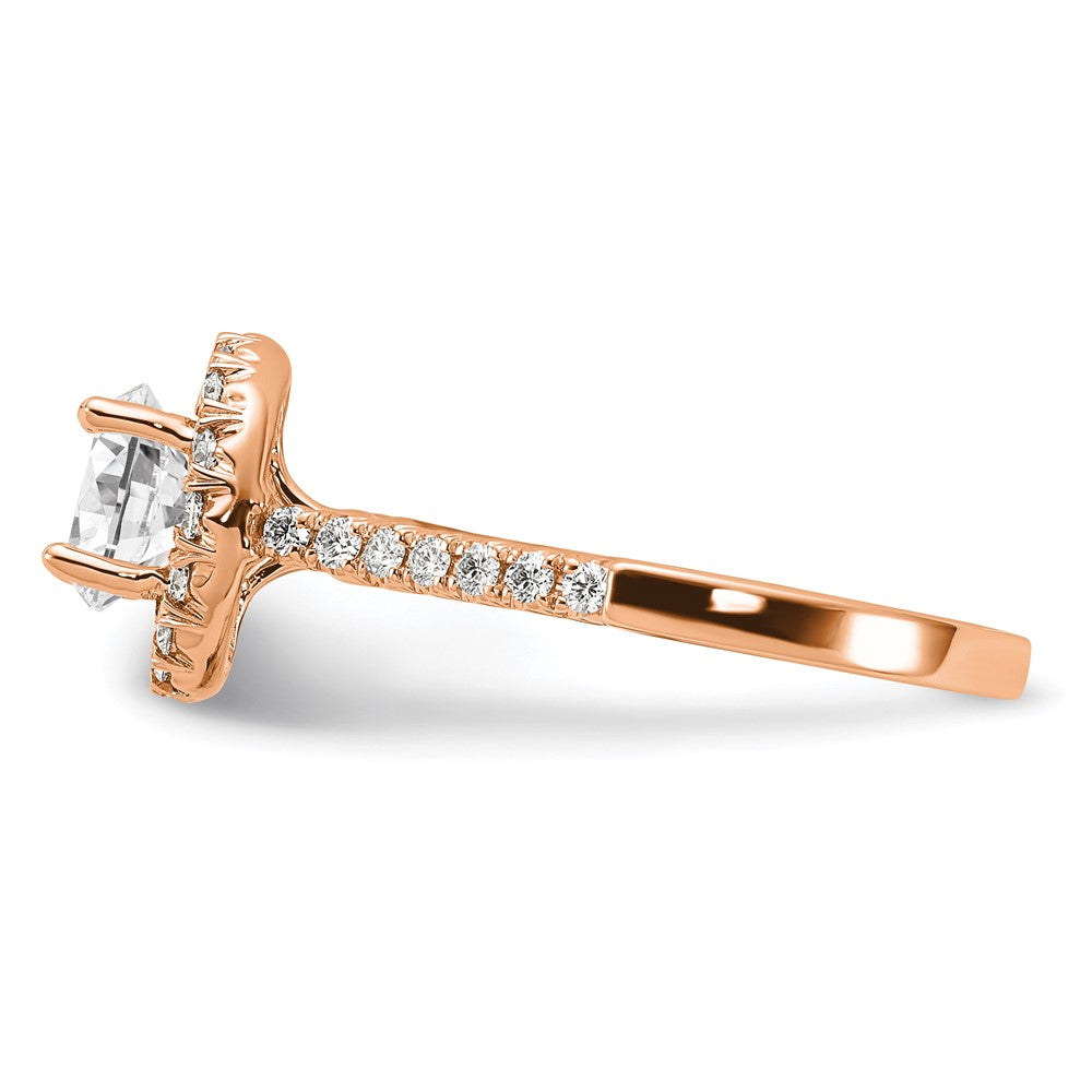 14k Rose Gold 1/2 Ct. Lab Grown Diamond VS/SI+ G+ 1 1/2 Ct. Center Round Semi Mount Engagement Ring