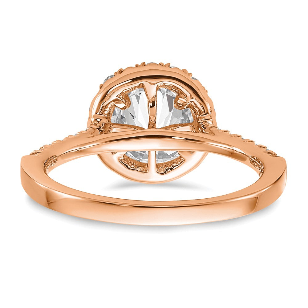 14k Rose Gold 1/2 Ct. Lab Grown Diamond VS/SI+ G+ 1 1/2 Ct. Center Round Semi Mount Engagement Ring