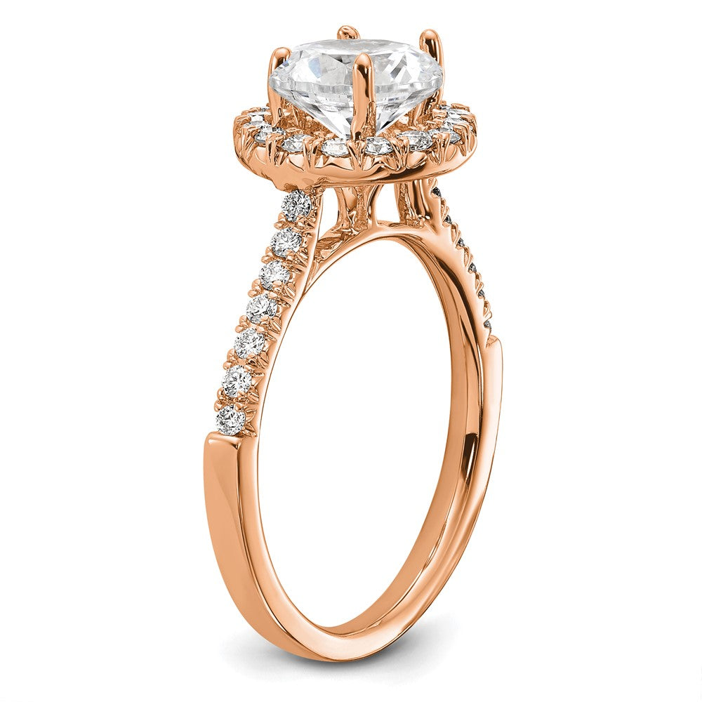 14k Rose Gold 1/2 Ct. Lab Grown Diamond VS/SI+ G+ 1 1/2 Ct. Center Round Semi Mount Engagement Ring